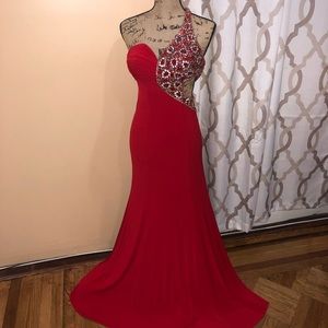 Red evening gown